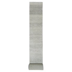 2'5 "x28'5" Tapis de course XL en laine non teinte grise brillante nouée à la main et au design moderne d'herbe