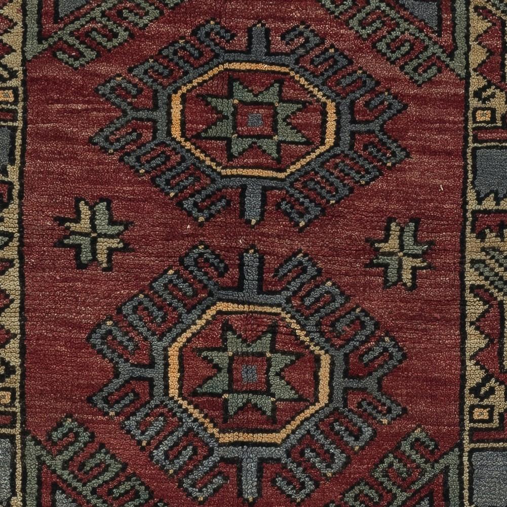 Annodato a mano 25x35 in Tappeto d'accento turco annodato a mano unico nel suo genere di colore rosso scuro in vendita