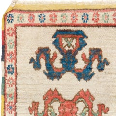 25x38 in Semi Antique Rug with Colorful Border. Seat Cover or Door Mat. All Wool