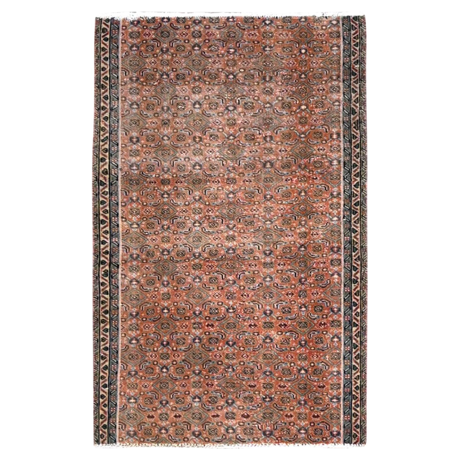 2'5 "x3'8" Savanna Brown Handgeknüpfter Vintage Nordwest Persischer Teppich aus reiner Wolle im Angebot