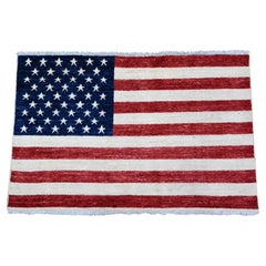2'5"x4' Old Glory Red Soft Wool American Flag Hand Knotted Wall Hanging Rug