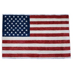 2'5"x4' Old Glory Red Wall Hanging American Flag Hand Knotted Soft Wool Rug