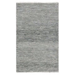 2'5 "x4'1" Ice Gray Grass Design Ungefärbt 100% Wolle Handgeknüpft Orientteppich