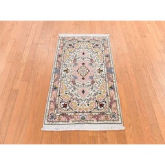 2'5" x 4'1" – Rosa, neuer persischer Tabriz-Teppich, 400 KPSI, handgeknüpft aus Wolle und Seide