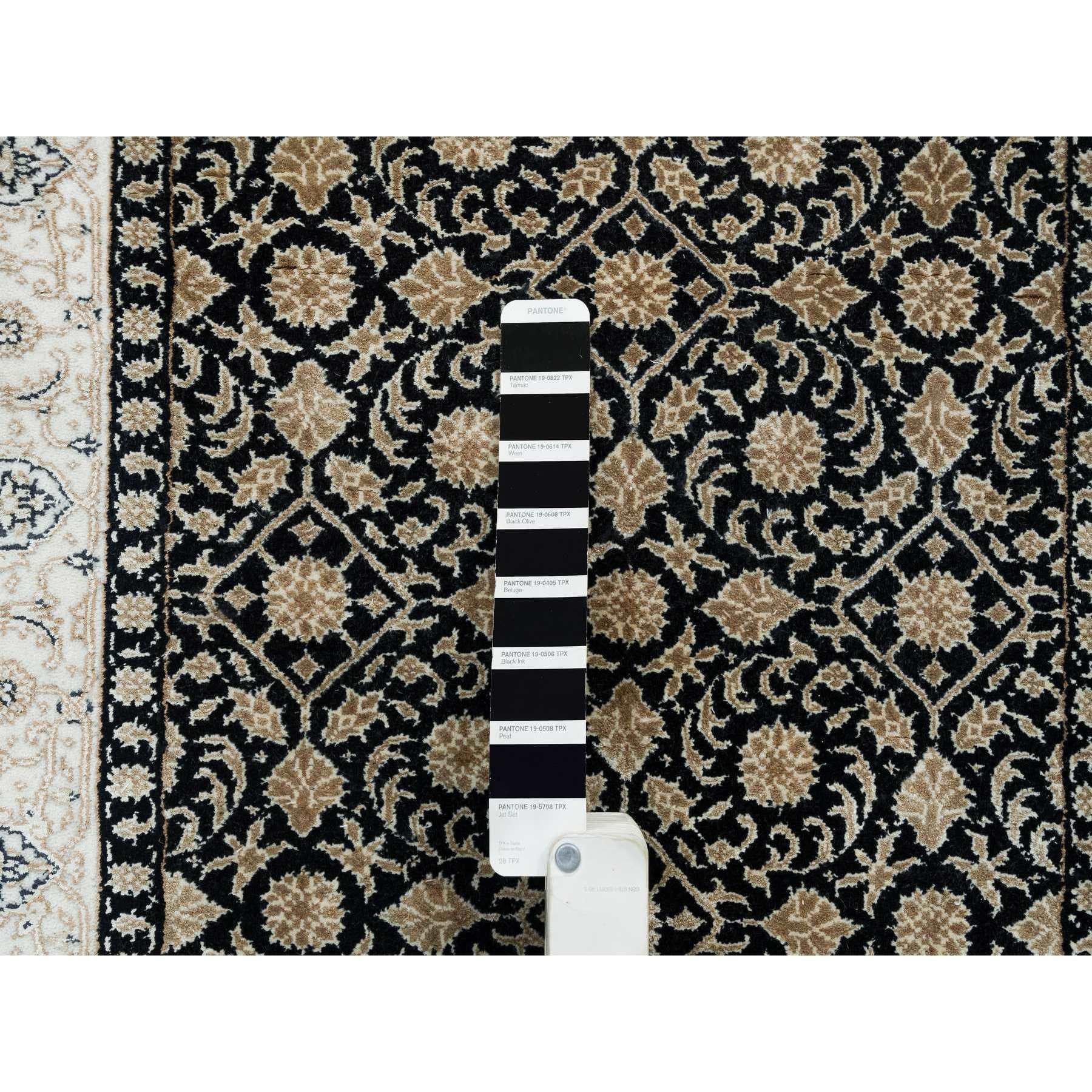 Indiano Tappeto Eerie Nero Annodato a Mano Herati Design 250 KPSI in Lana in vendita