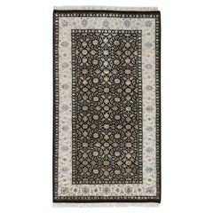 Tappeto Eerie Nero Annodato a Mano Herati Design 250 KPSI in Lana