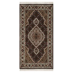 2
5"x4
8" Premium Black Hand Knotted Wool Tabriz Mahi Fish Medallion Design Rug
