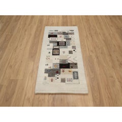 2'5"x4'9" White Lori Buft Gabbeh with  Animal Figurines Hand Knotted Wool Rug