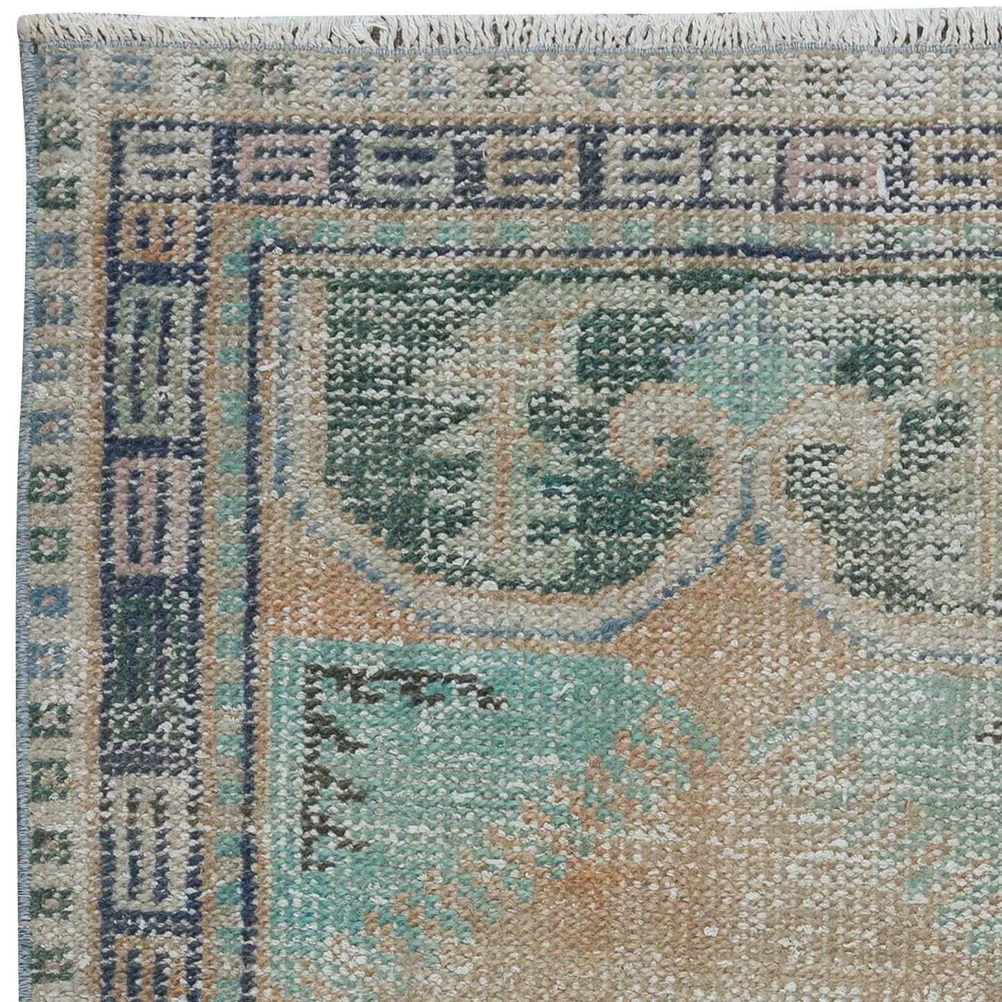 2,5x5 Ft Vintage Handgefertigter Schachtelteppich, türkischer Akzentteppich, dekorativer Türteppich (Türkisch) im Angebot