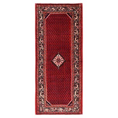 2'5"x5'10" Red Persian Sarouk Mir with Boteh Design Hand Knotted Wool Runner Rug