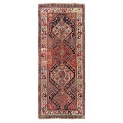 2.5X6 Antique Persian Khamseh Rug Fine Shiraz 76cm x 183cm C.1880