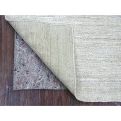 2'5 "x6' Elfenbeinfarbenes einfarbiges Muster Handgeknüpfter Ghazni Woll-Läufer Orientteppich