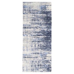 2
5 "x6
1" Blau Abstrakt Mit Mosaik Design Wolle-Seide Handgeknüpft Orientteppich