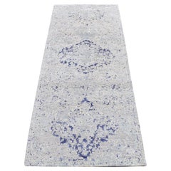 2'5 "x6'1" Grau, Cypress Trees Design, Seide mit Wolle Hand geknüpft Läufer Teppich