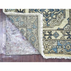 2'5"x6'1" Ivory Hand Knotted Afghan Ersari Elephant Feet Design Wool Runner Rug
