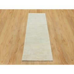 2'5"x6'1" Ivory Hand Knotted Wool Lori Buft Gabbeh Runner Oriental Rug