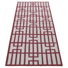 2'5 "x6'1" Rojo, 100% Lana, Tejido a Mano, Alfombra Reversible Kilim de Tejido Plano