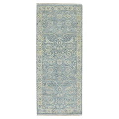 2
5"x6
1" Ruddy Blue Pure Wool Sickle Leaf Design Hand Knotted Runner Rug