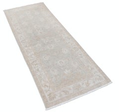 2.5x6.3 ft Handknotted Runner Rug for Corridor. Beige Kitchen Rug. Hallway Rug