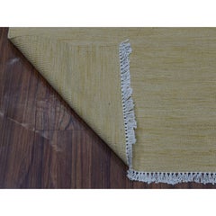2'5"x6'3" Gold Shades Flat Weave Kilim Pure Wool Hand Woven Runner Rug