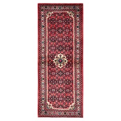 2'5"x6'3" Red Full Pile New Persian Hussainabad Hand Knotted Wool Runner Rug