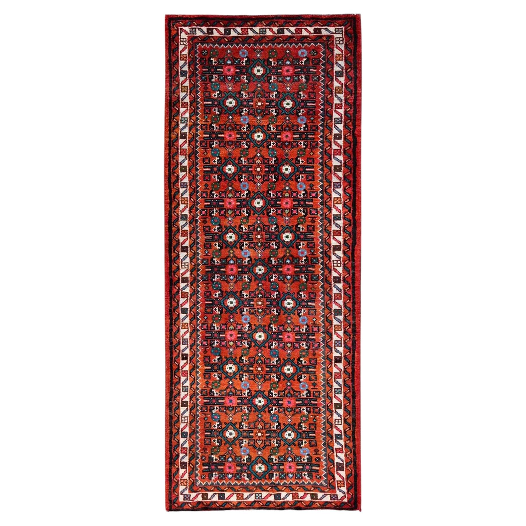 2'5"x6'5" Rust Red Hand Knotted New Persian Hussainabad Wool Runner Rug