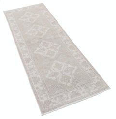 2.5x6.6 ft Hand Knotted Hallway Runner Rug. Beige Corridor Rug. Wool Kitchen Rug