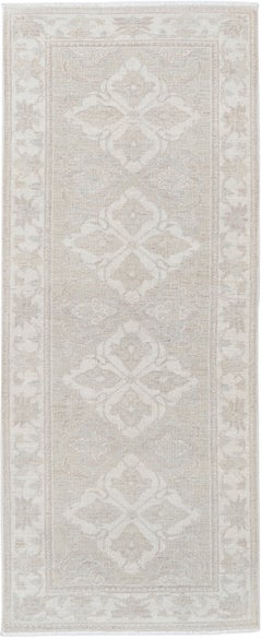 2.5x6.6 ft Hand Knotted Hallway Runner Rug. Beige Corridor Rug. Wool Kitchen Rug