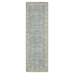 2
5"x7
10" Beau Blue, Pure Wool, Sickle Leaf Design, Hand Knotted, Runner Rug