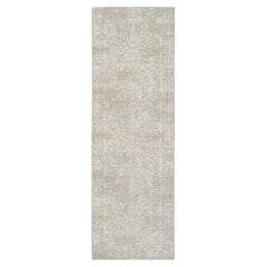 Alfombra Oriental 2'5 "x7'10" Beige Jacquard Fino Alfombra Oriental de Lana y Seda Tejida a Mano