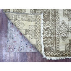 2'5 "x7'6" Brauner marokkanischer Berber-Einfluss Handgeknüpfter Woll-Läufer Orientteppich