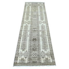 2'5 "x7'6" Brauner marokkanischer Berber-Einfluss Handgeknüpfter Woll-Läufer Orientteppich