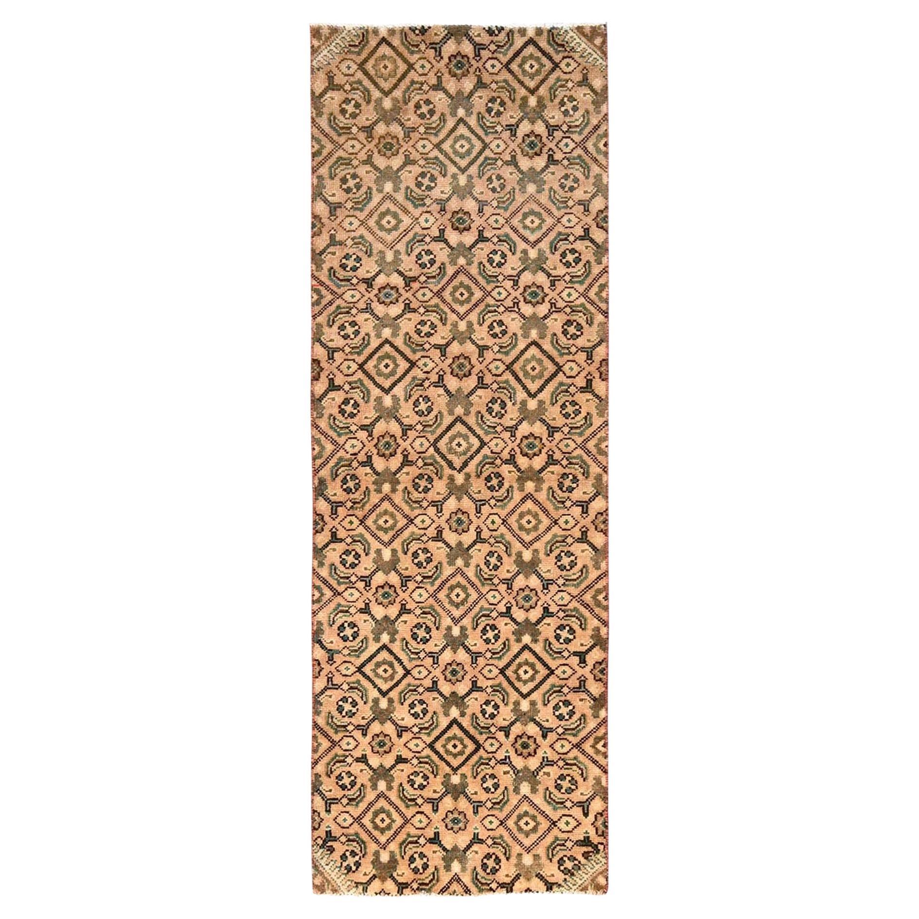 Tappeto Runner in lana annodato a mano Tabriz persiano vintage marrone nocciola 2
5 "x7
6"