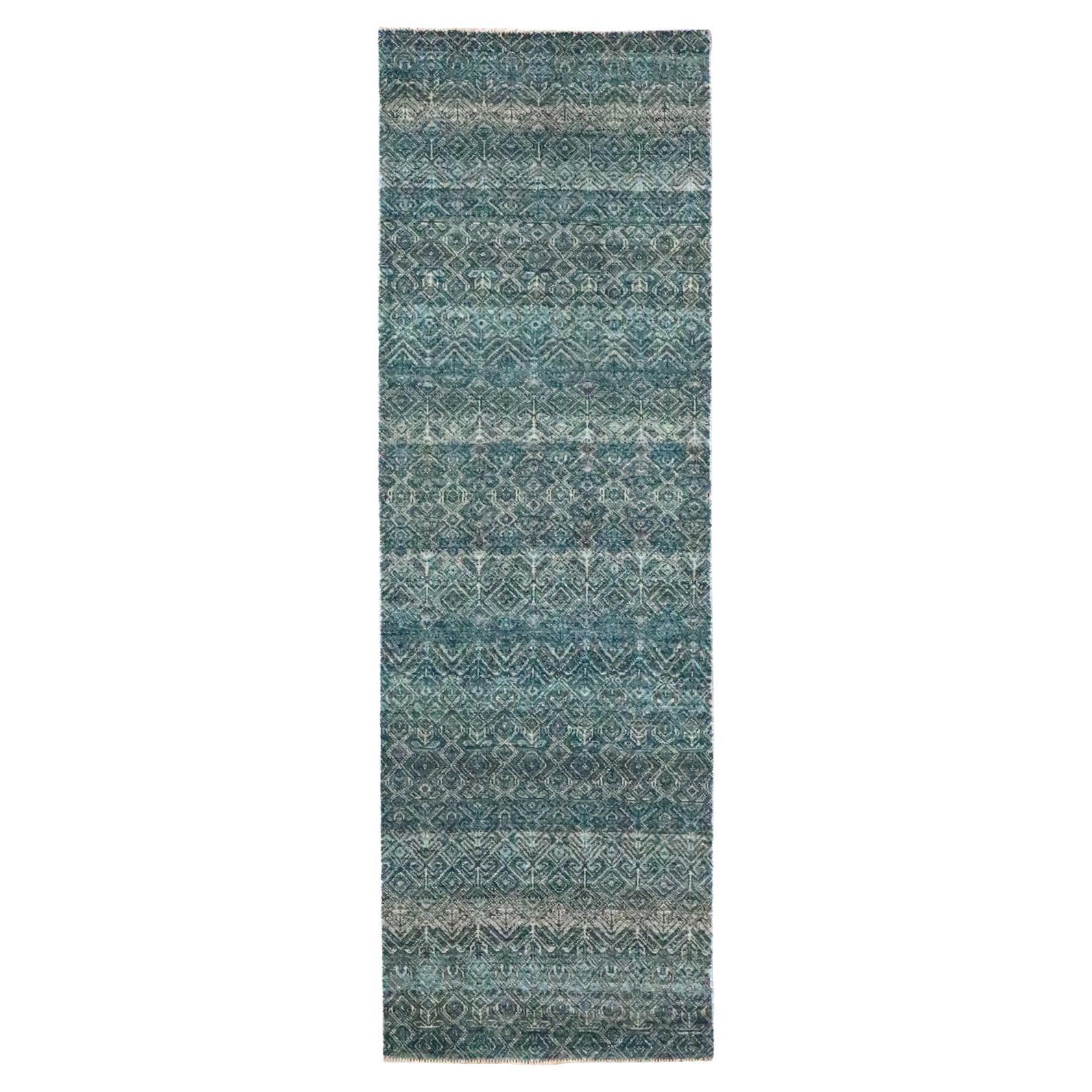 2
5 "x7
7" Blauer Kohinoor Herat Small Diamond Design Hand Knotted Wool Läufer Teppich