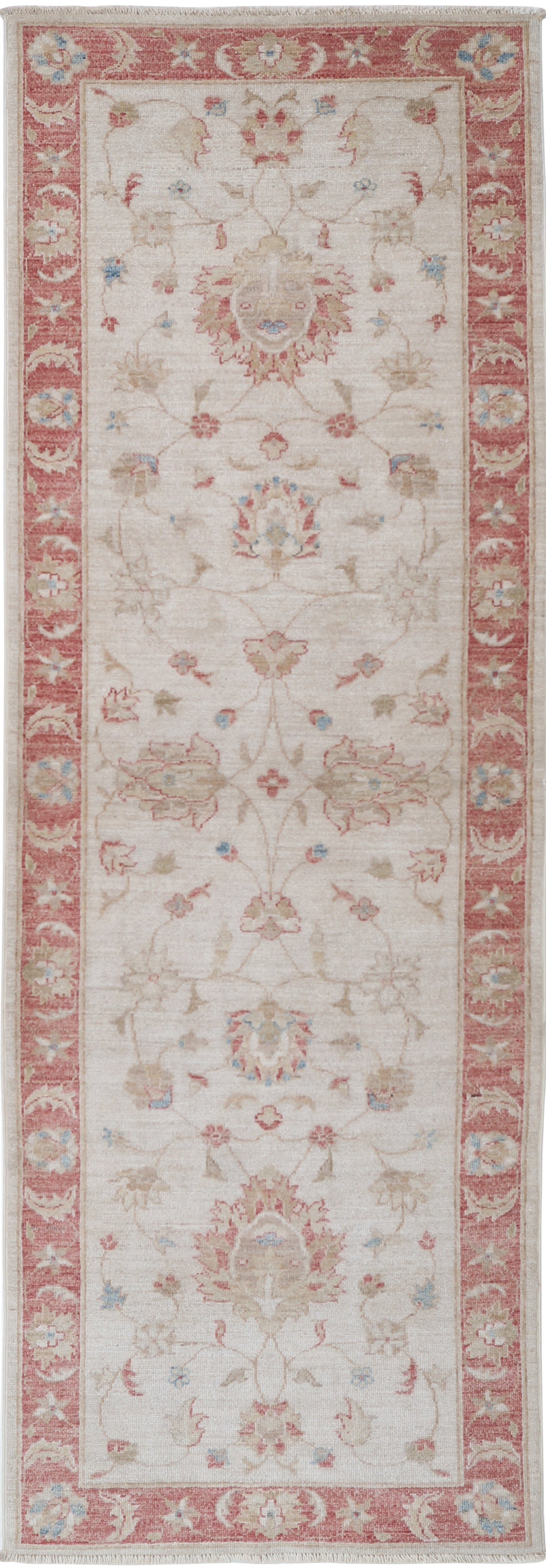 2.5x7.7 ft Beige Hallway Runner Rug. Handmade Runner Rug for Corridor & Kitchen For Sale