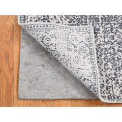 2'5 "x7'9" Elfenbein, Handgeknüpft, Wolle und Kunstseide, Mamluken Design, Läufer Teppich