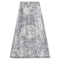 2'5 "x7'9" Elfenbein, Handgeknüpft, Wolle und Kunstseide, Mamluken Design, Läufer Teppich