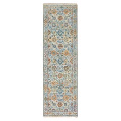 2
5 "x8
 Arctic Blue Sultanabad Reimagined Hand Knotted Pure Wool Runner Rugs
