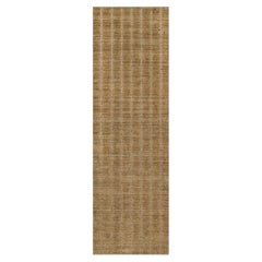 Alfombra de pasillo de 2'5" x 8', de lana natural tejida a mano en color marrón, con diseño de rayas verticales