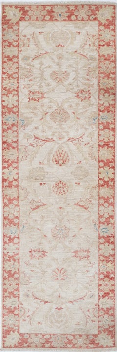 2.5x8 ft Floral Runner Rug for Corridor. HandKnotted Runner Rug. Beige Stair Rug