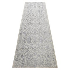 2'5"x8' Gray Hand Loomed Wool & Silk Broken Cypress Tree Design Runner Rug