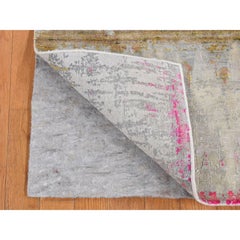 2'5"x8' Medium Gray THE CARDIAC Sari Silk with Wool Handmade Runner Rug