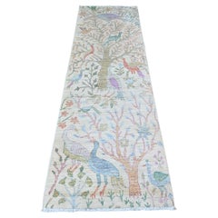 2'5 "x8' Night White Afghan Peshawar Handgeknüpfter Orientteppich aus reiner Wolle