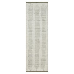 2
5 "x8
 Papyrus Weiß Hand gewebt Flachgewebe mit strukturiertem Flor Wolle Läufer Teppich