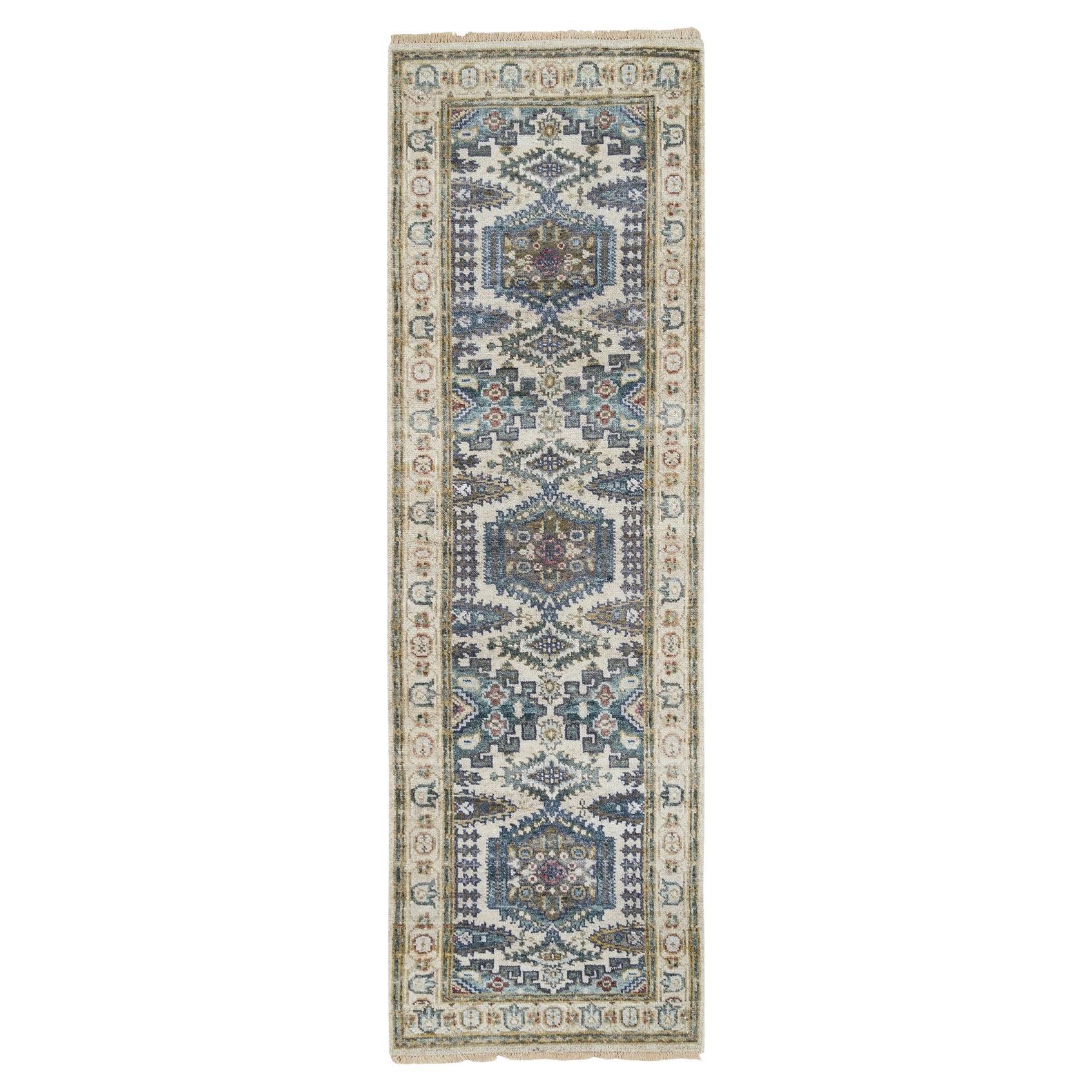 Tappeto Runner Avorio Reimagined Viss Design in Lana Naturale Annodato a Mano 2'5 "x8'1"