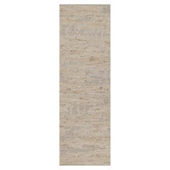 2'5"x8'1" Ivory Textured Hi and Low Modern Pure Wool Hand Knotted Runner Rug