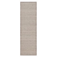 2'5"x8'2" Beaver Brown Textured Modern Design Hand Knotted Wool Runner Rug