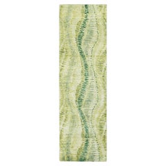 2'5"x8'3" Shades of Green Soft to the Touch 100% Silk Hand Knotted Runner Rug