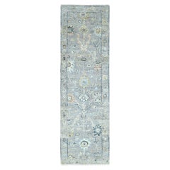 2'5 "x8'5" Cloud Gray Supple Collection Ton in Ton handgeknüpfter Wollteppich