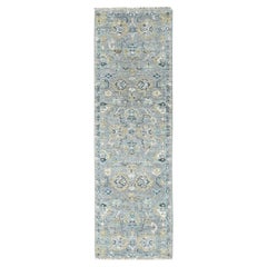 2
5"x8
6" Spanish Gray Tone On Tone Oushak Design Hand Knotted Wool Runner Rug